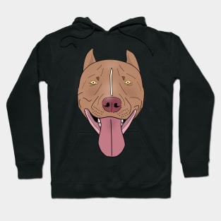 Smiling Red Nose Pit Bull with his Tongue Out - Line Art Hoodie